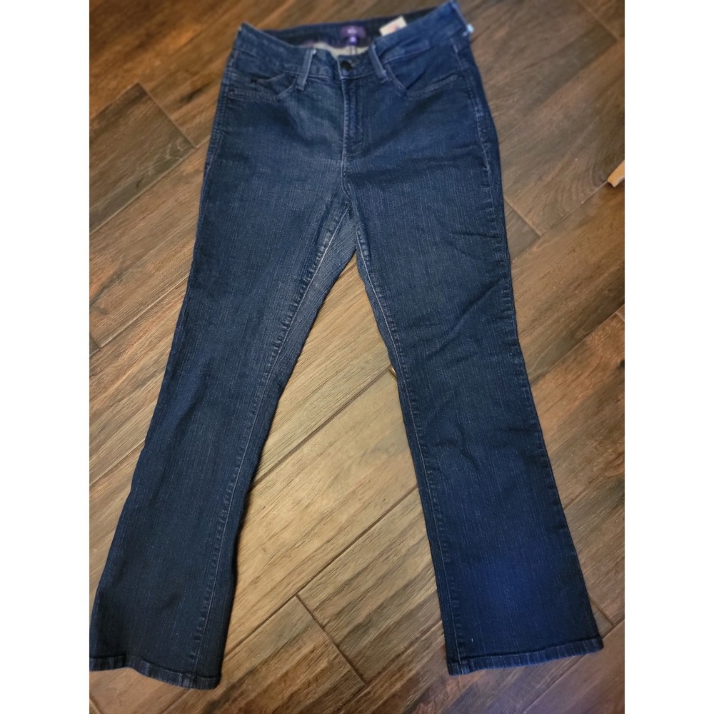 NYDJ Womens Lift Tuck Technology Bootcut Jeans Dark  Blue Denim Size 8P 817
